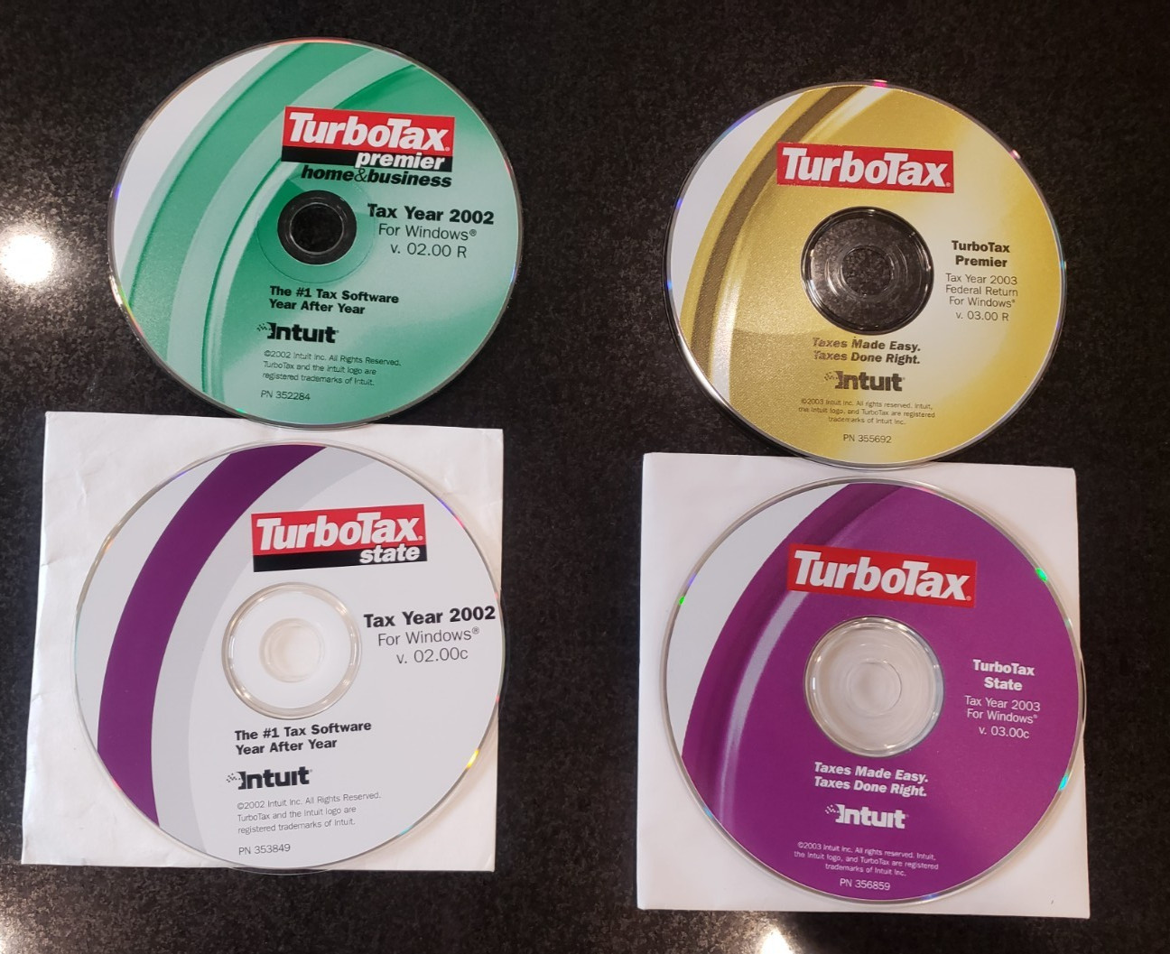 Intuit TurboTax Software CD’s – 2002 Home & Business & 2003 Premier for Windows