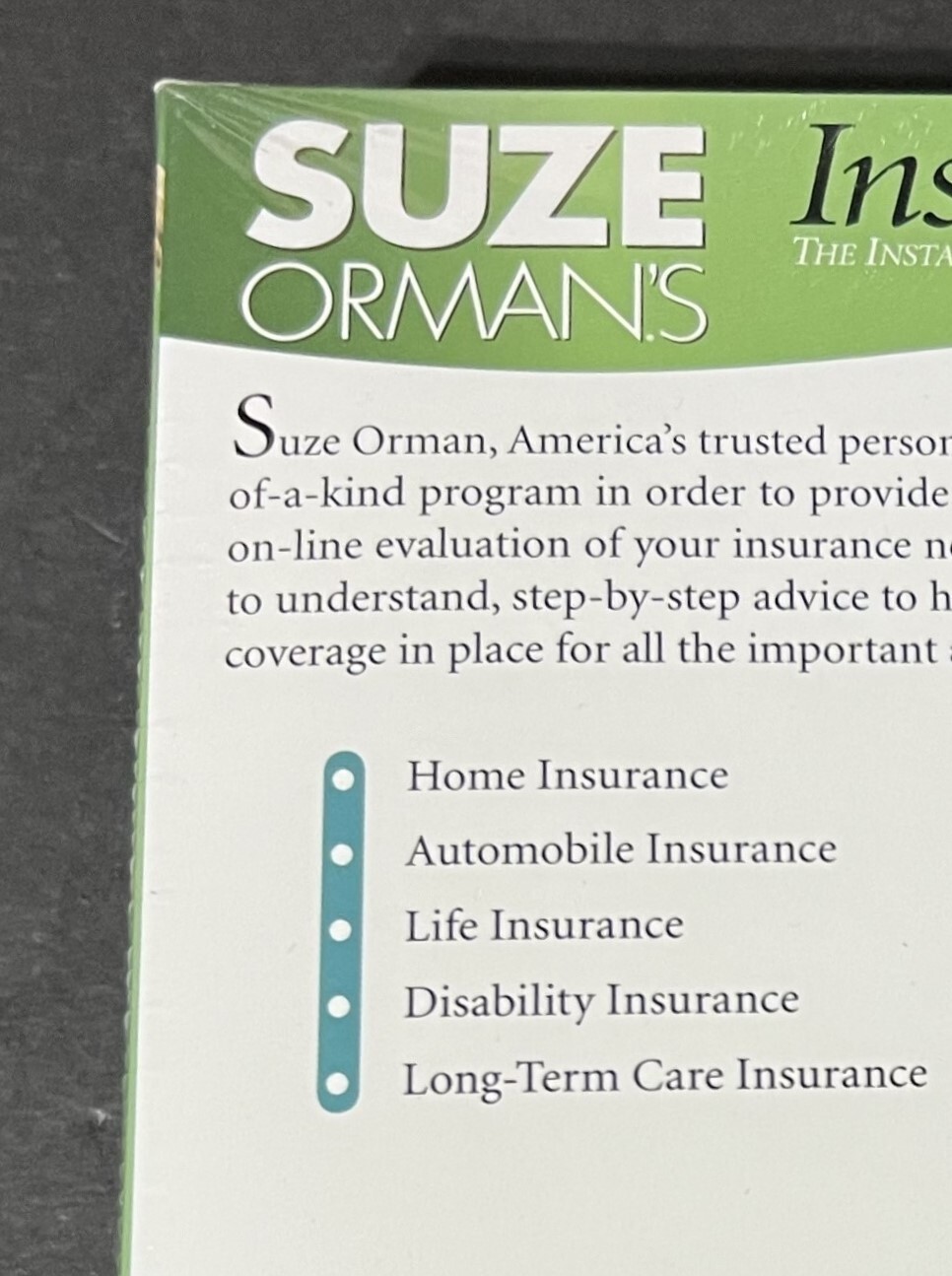 Suze Orman’s Insurance Kit (Sealed) PC and Macintosh Compatible (2007)