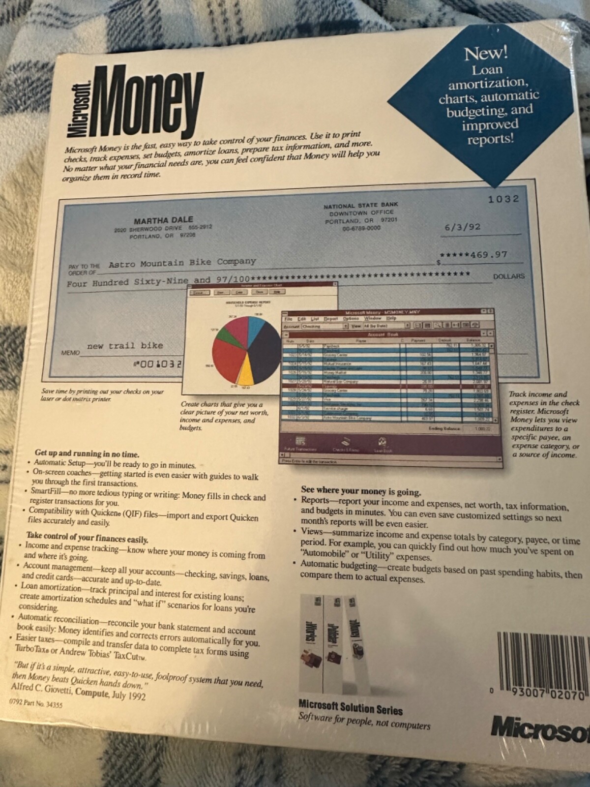 Microsoft Money Version 2.00 Vintage Software Sealed Contents 3.5 Floppy Disk