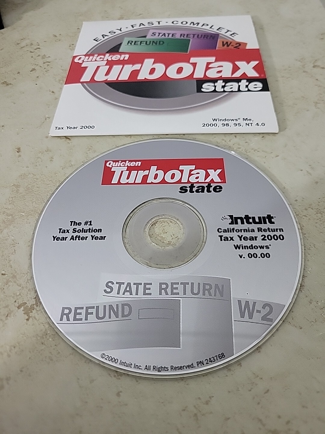 Intuit Quicken TurboTax CA State Tax Year 2000 for Windows Return Refund W-2