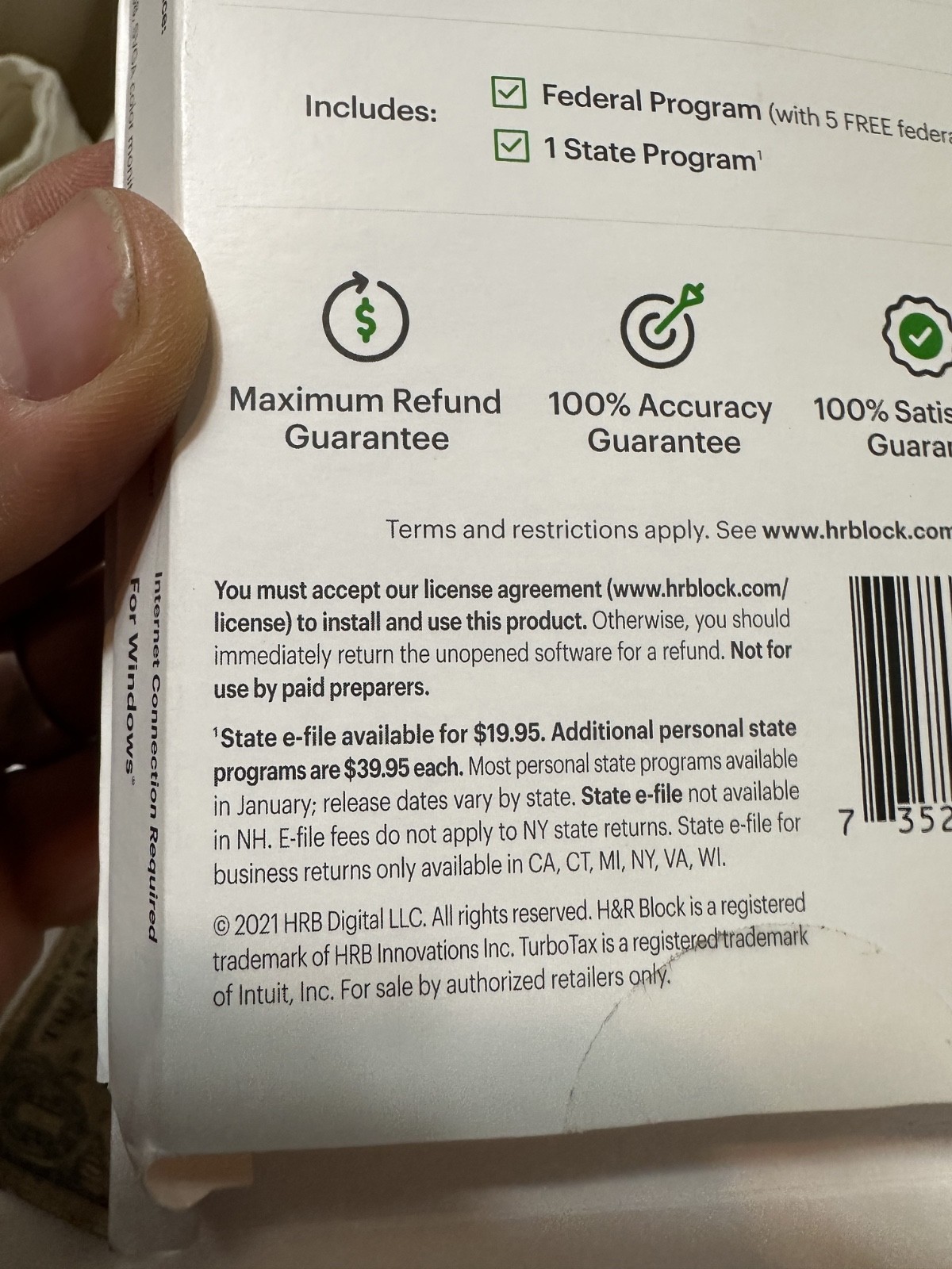 Open Box Key Card H&R Block Tax Software Premium Business 2021 PC Turbotax USA