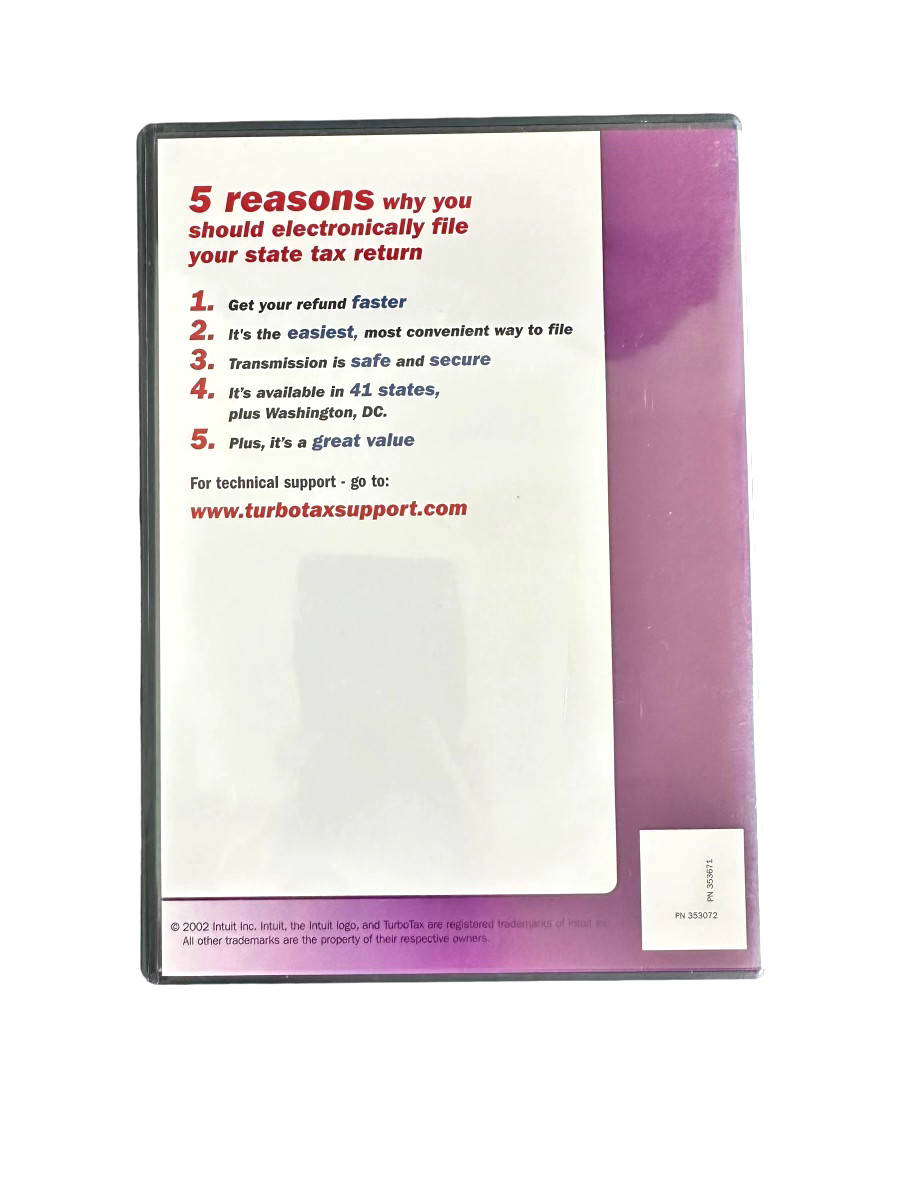 Intuit TurboTax State Return Tax Year 2002 for Windows