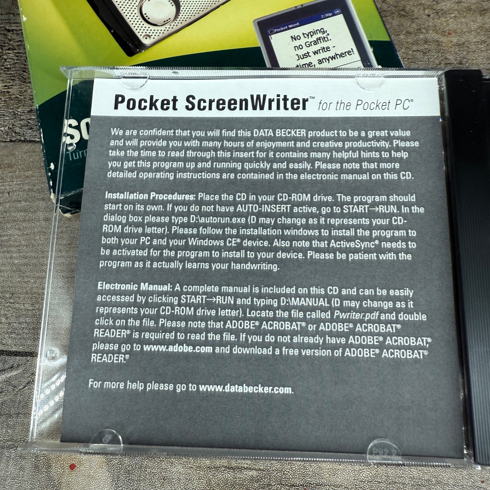 Date Becker Pocket Screenwriter Disc Only For Portable PC