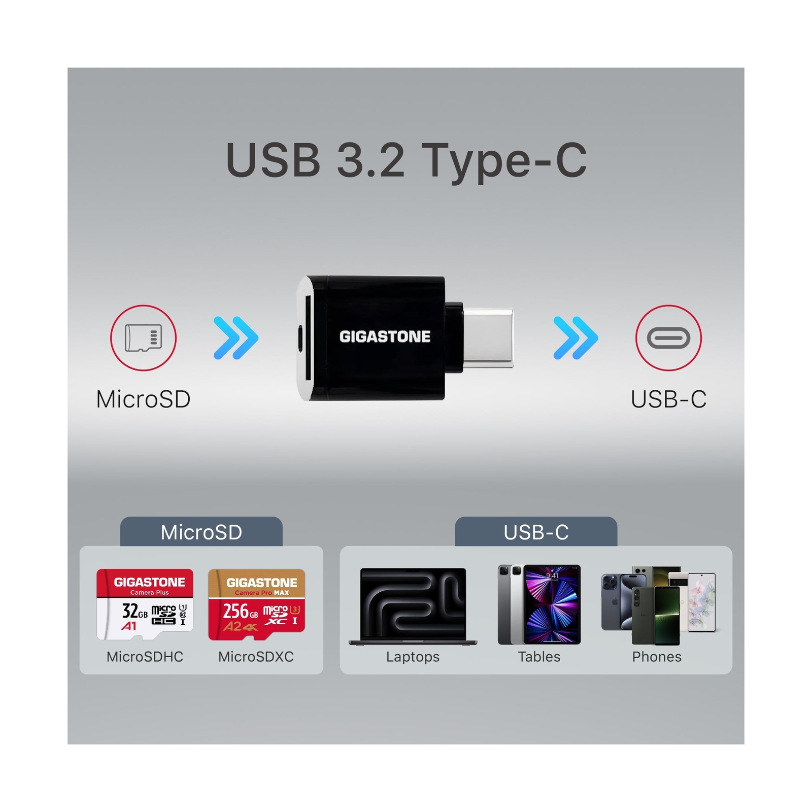 [5-Yrs Free Data Recovery] GIGASTONE 1TB Micro SD Card with USB 3.2 Type C Ca…