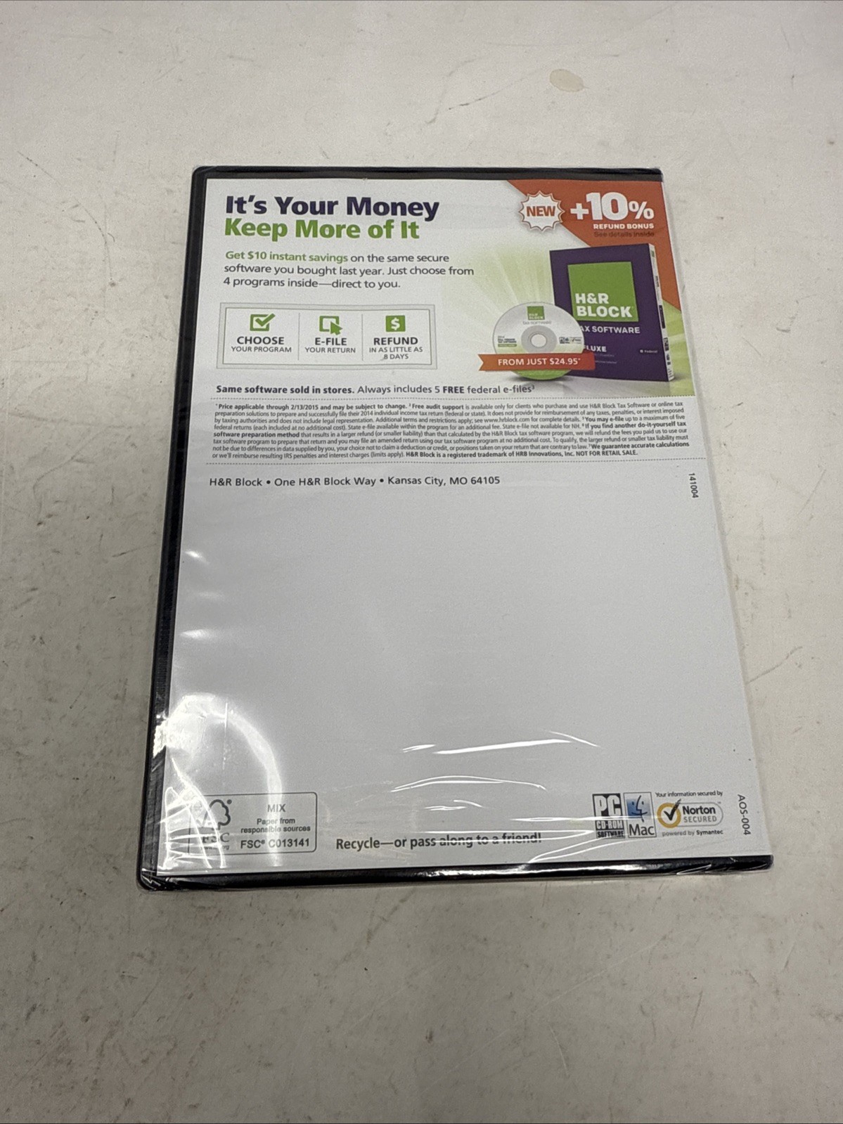 H & R Block One-Stop Shopping Tax Software 2014 Tax Year-RARE-SHIP N 24 HRS-NEW