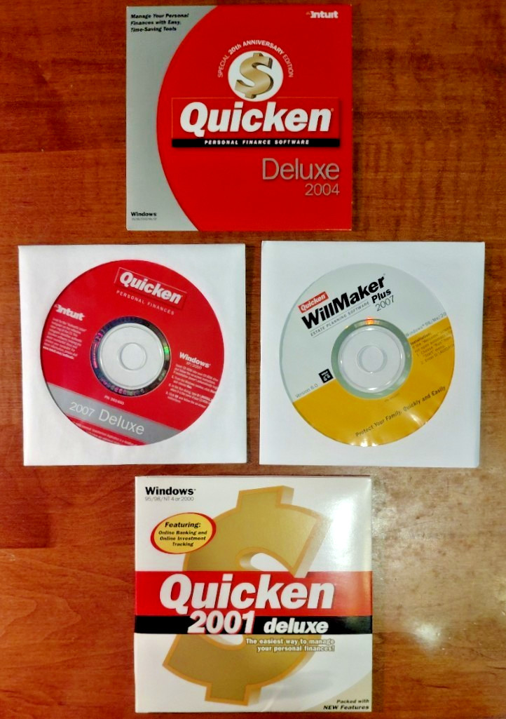 Quicken Deluxe 2004 Box CD for Windows 95/98/2000/ME/XP – Plus 2007 WillMaker