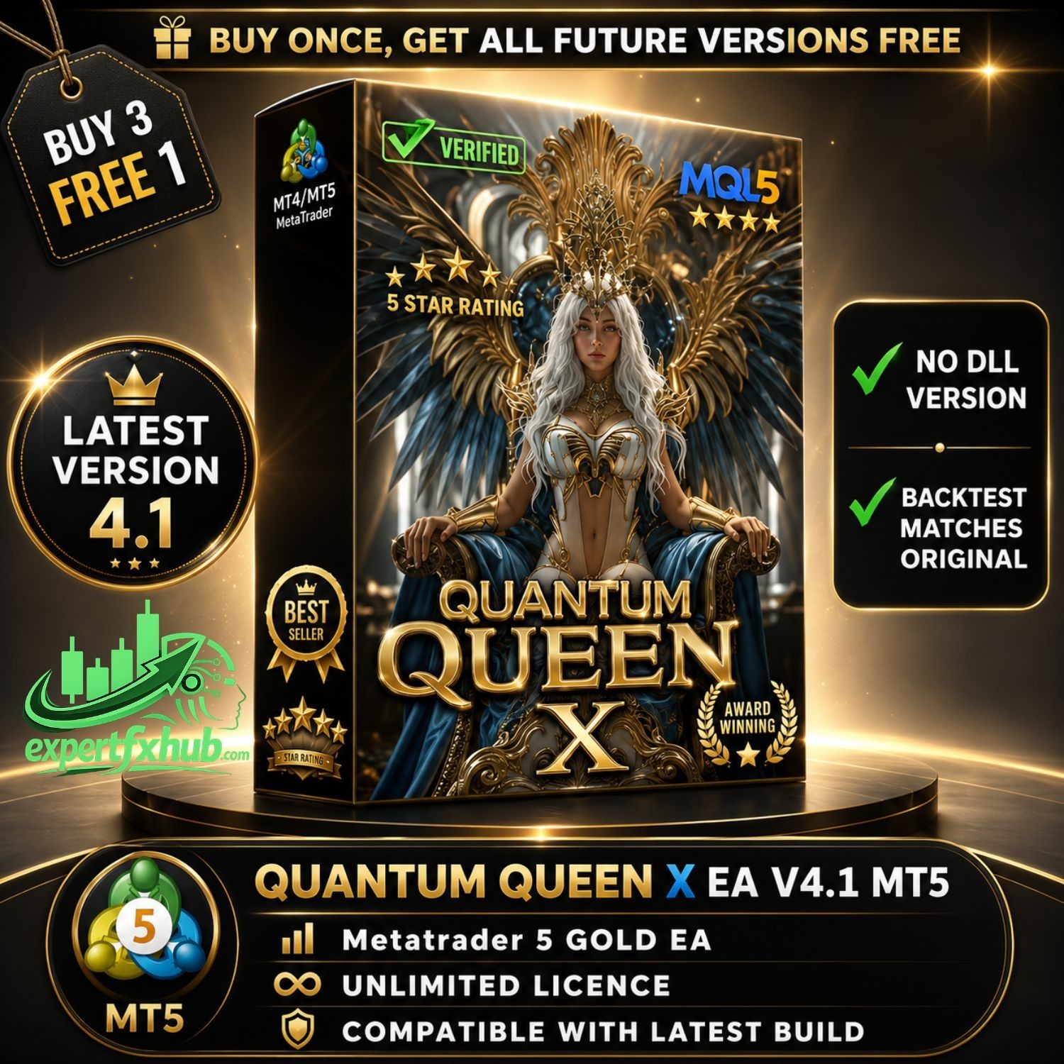 v4.1 Quantum Queen X EA Metatrader MT5 Gold Trading Robot MQL5 Expert Advisor