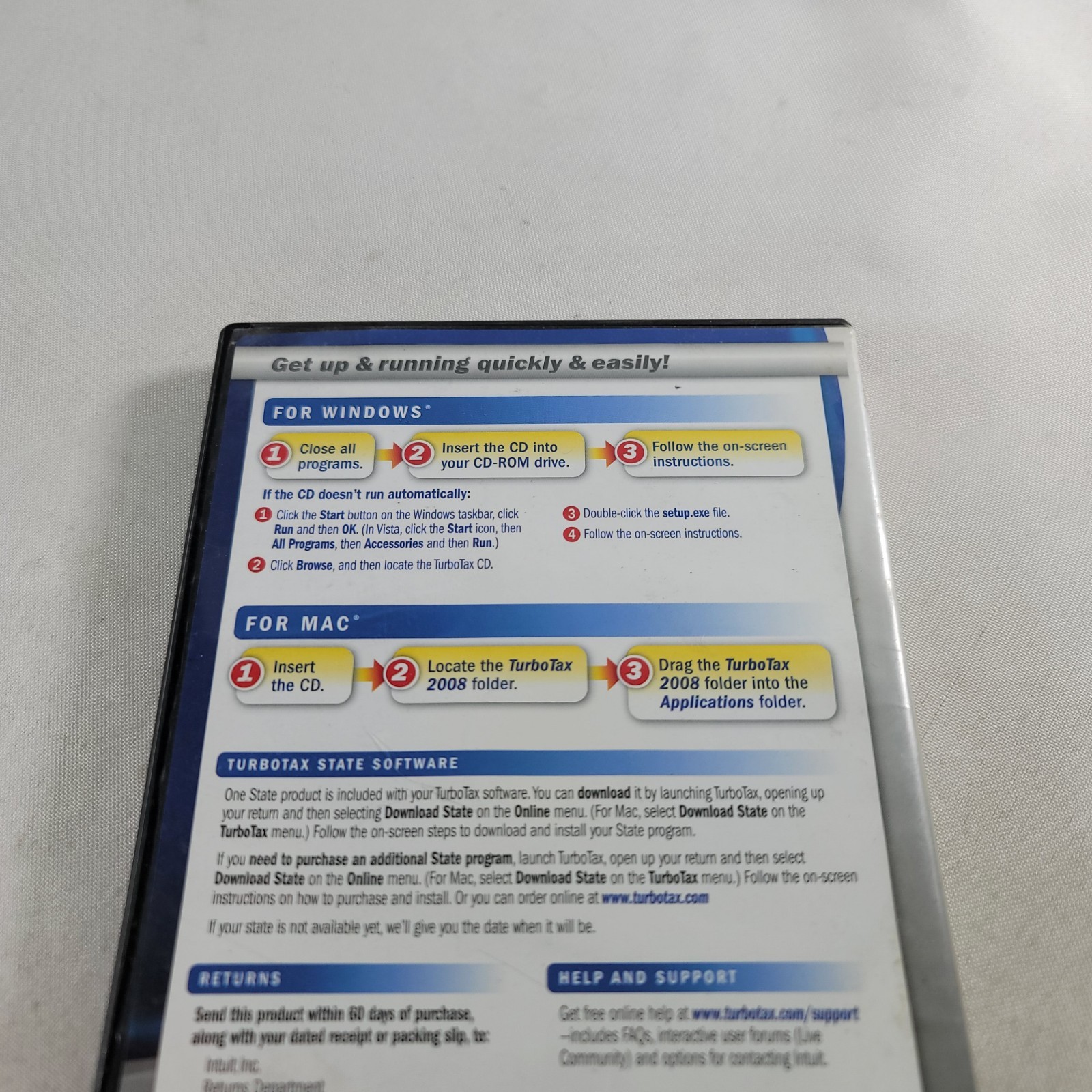 Turbo Tax Deluxe 2008 Federal + State Includes Federal E-File, CD