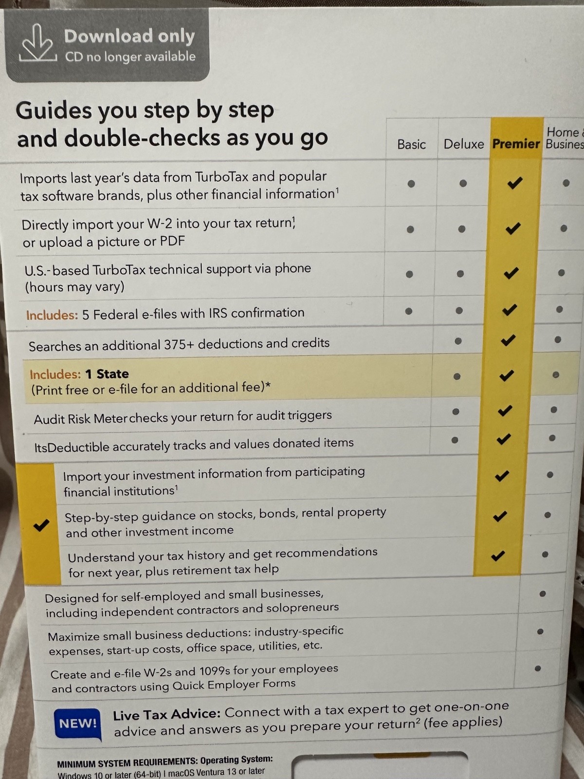 2024 Intuit Turbotax Premier Investments Rental Federal State Window Mac Sealed