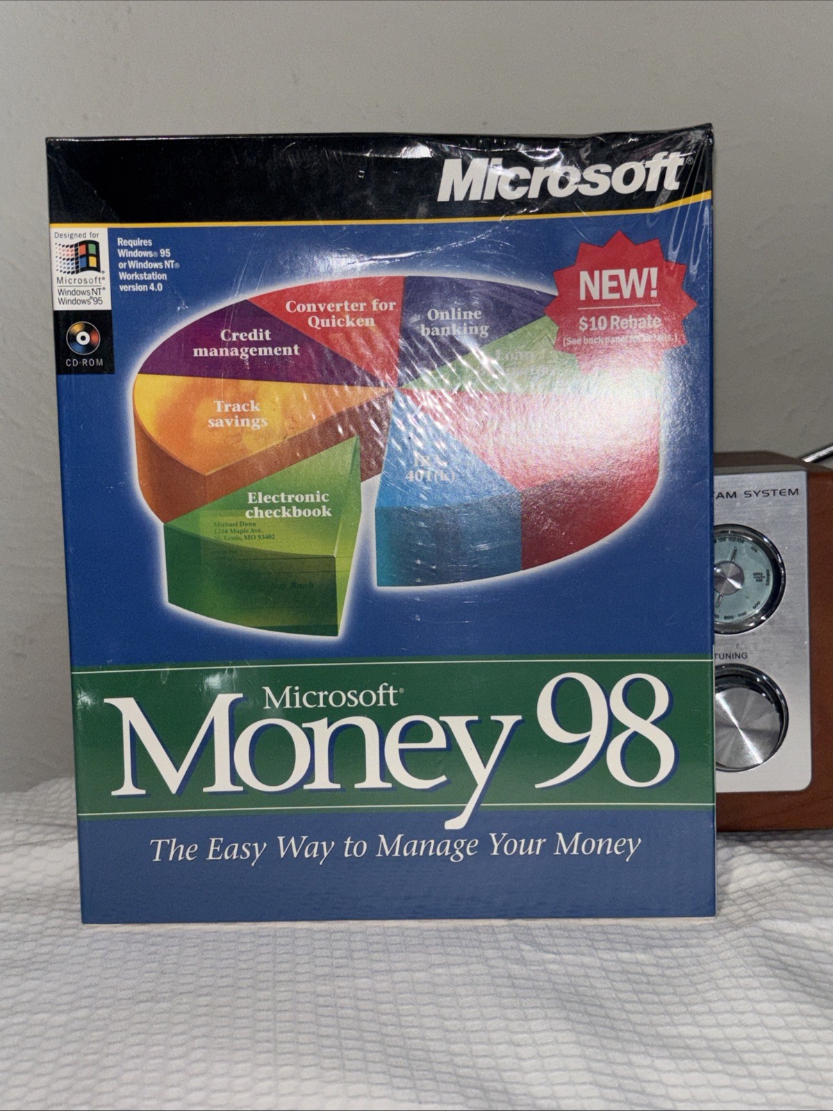 Vintage Microsoft Money 98 PC CD-ROM Software Windows 95/NT Big Box USA Made NEW