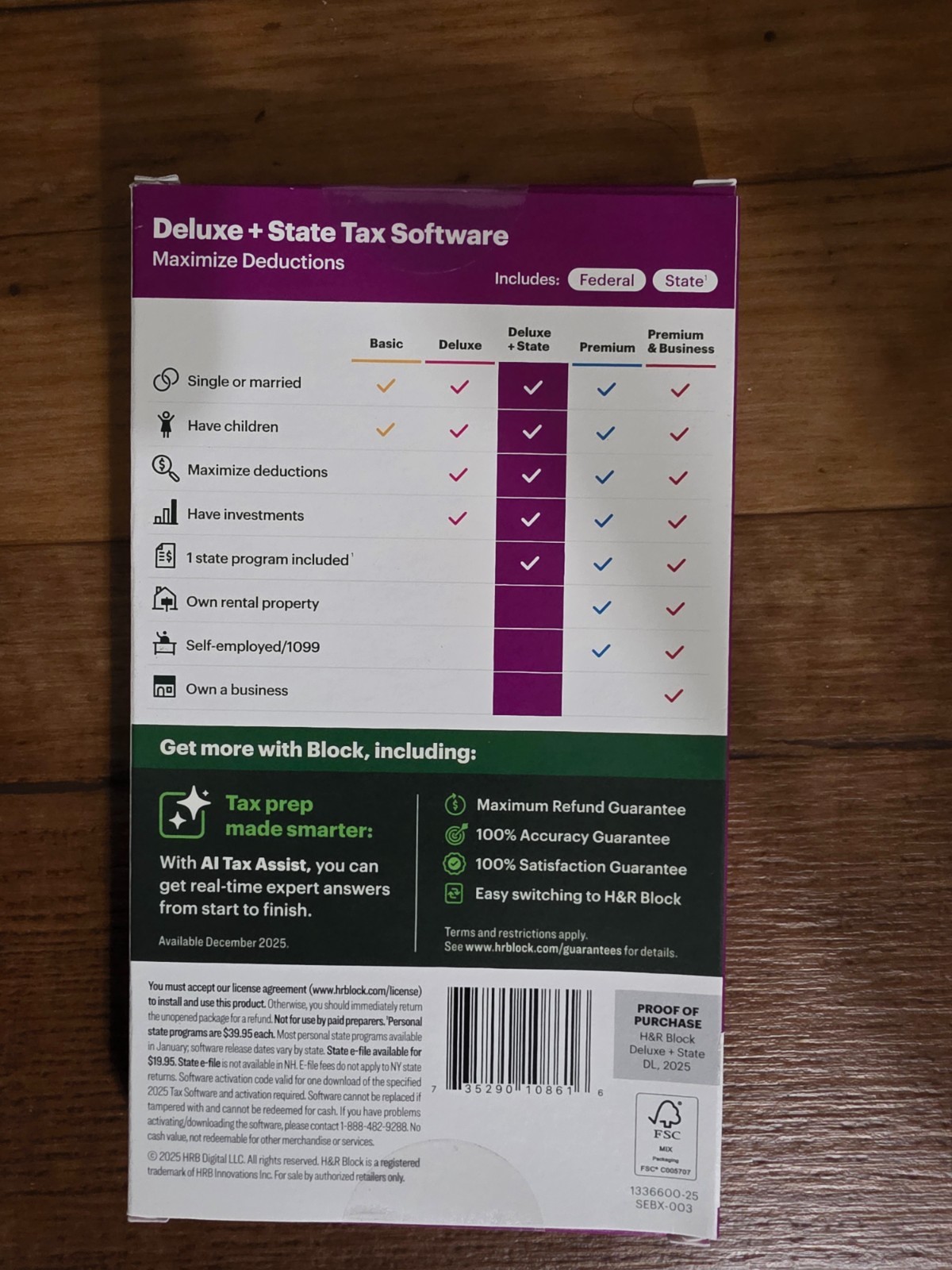 H&R Block Tax Software Deluxe + State 2025 PC/Mac New