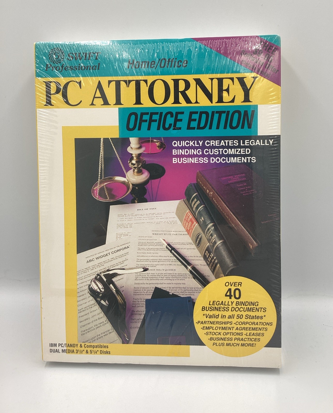 Cosmi Home Office PC Attorney Office Edition Legal Doc Creator 1992 Vintage NEW