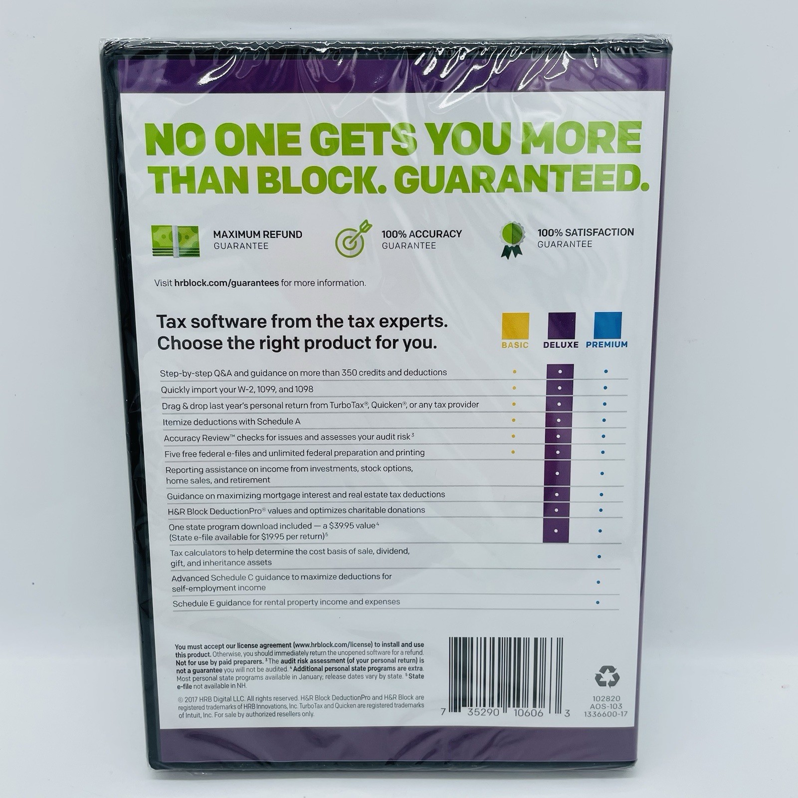 2017 H&R Block DELUXE Homeowners / Investors Federal & State (PC & Mac) SEALED