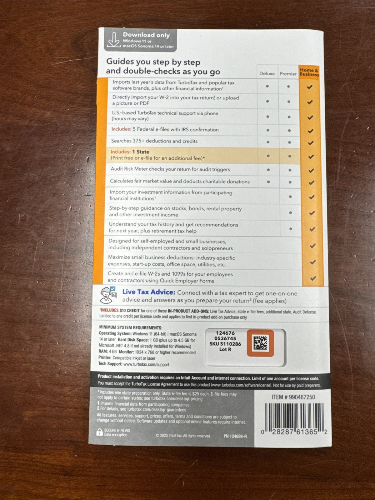 Turbo Tax Home & Business 2025 Unopened NUMBER KEY INCLUDED & Shipped