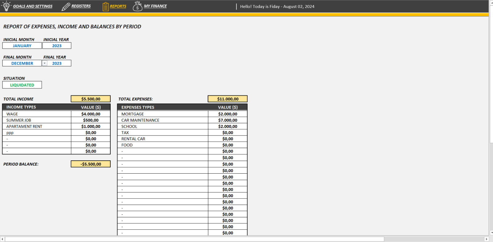 spreadsheet finance template