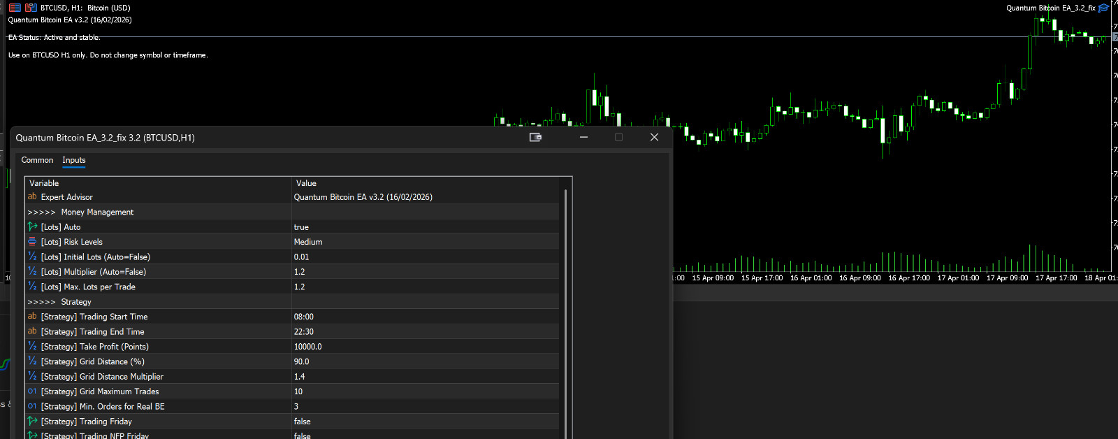 v3.2 Quantum BTC EA Metatrader MT5 Crypto Trading Robot prop firm ready