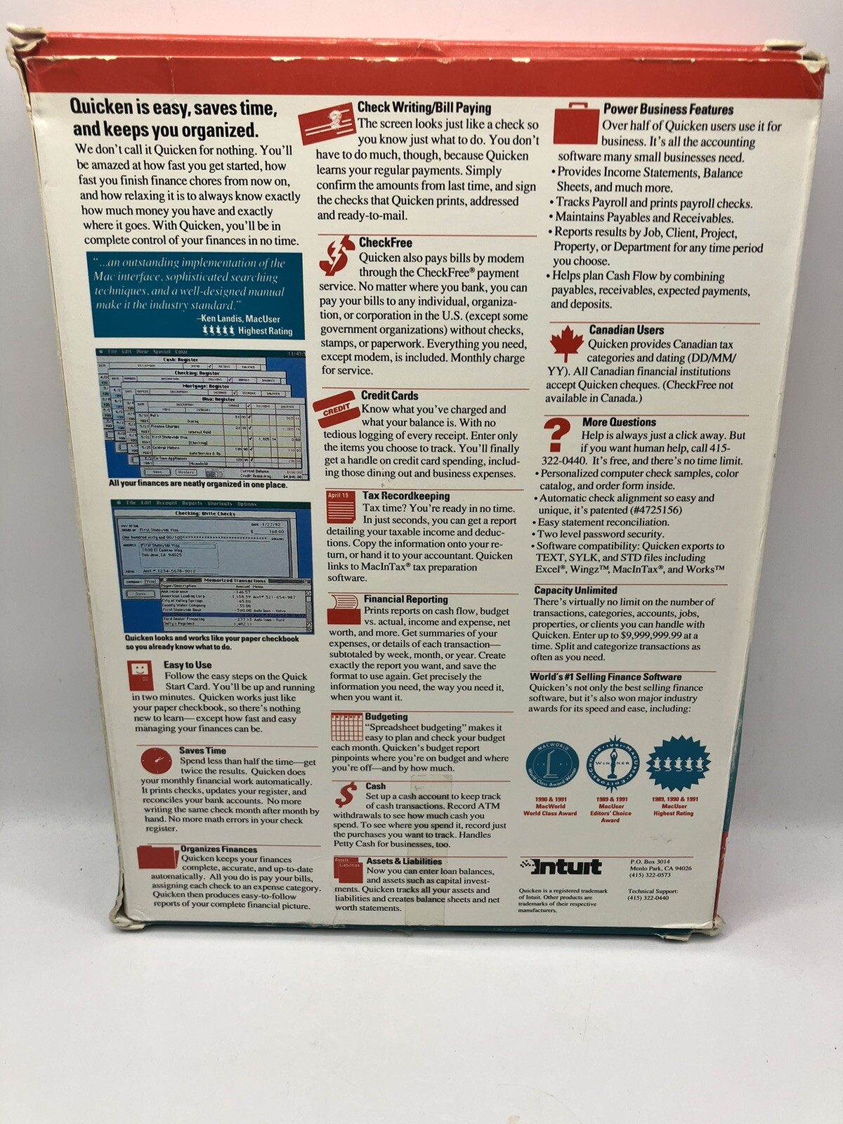 Macintosh 3.0 Quicken 1991 Manage Home & Business Finances Intuit Floppy Disk