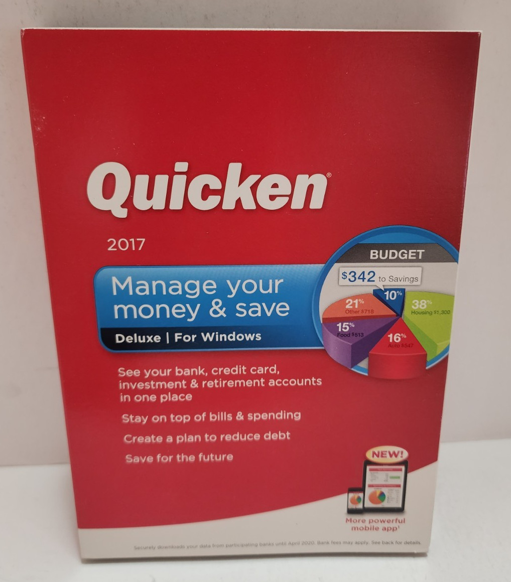 Intuit Quicken 2017 Deluxe For Windows Software Disc READ BEFORE PURCHASING!!