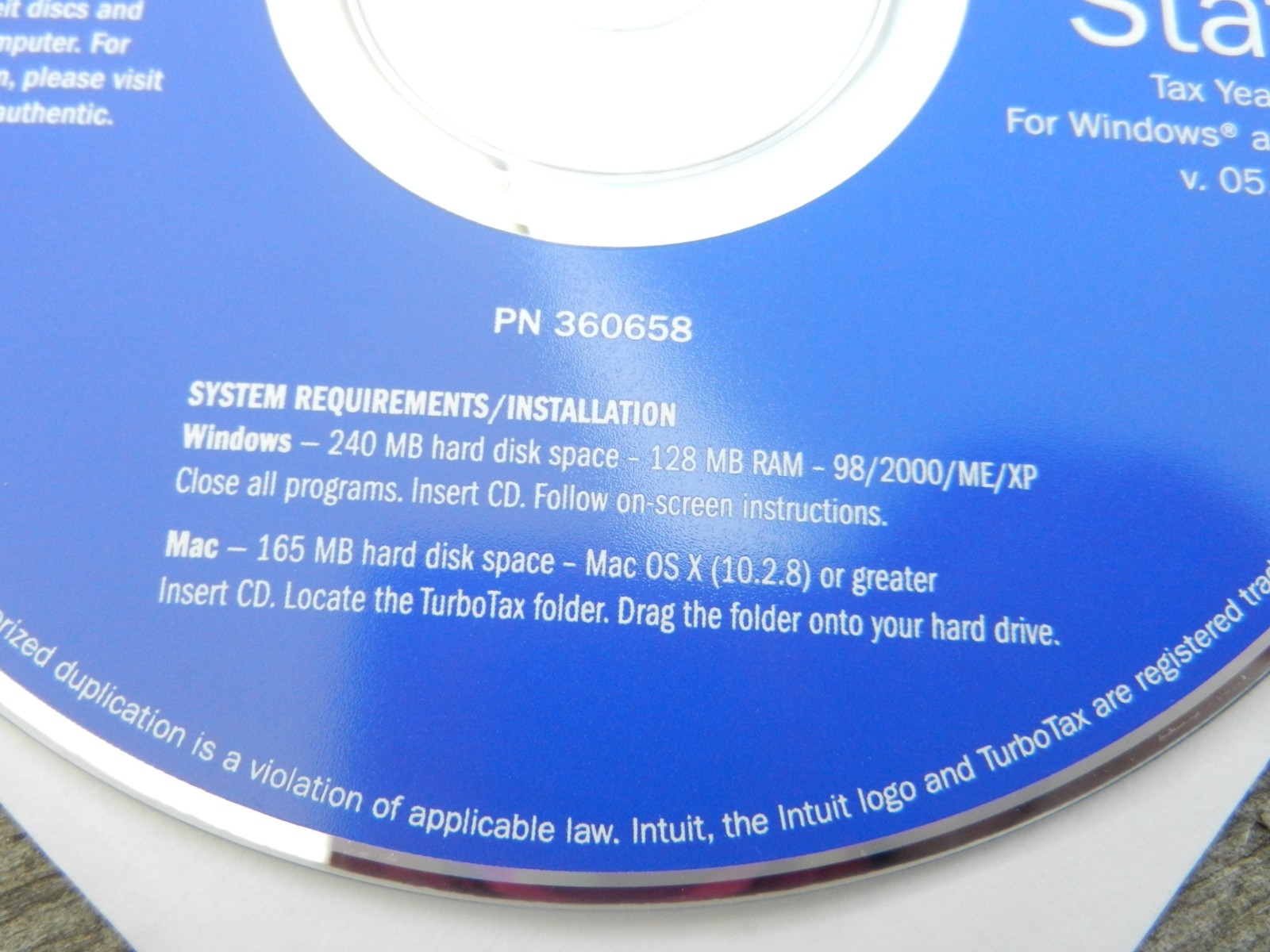 TurboTax Deluxe Plus State Tax Year 2005 for Windows & MAC CD-Rom Turbo Tax 05