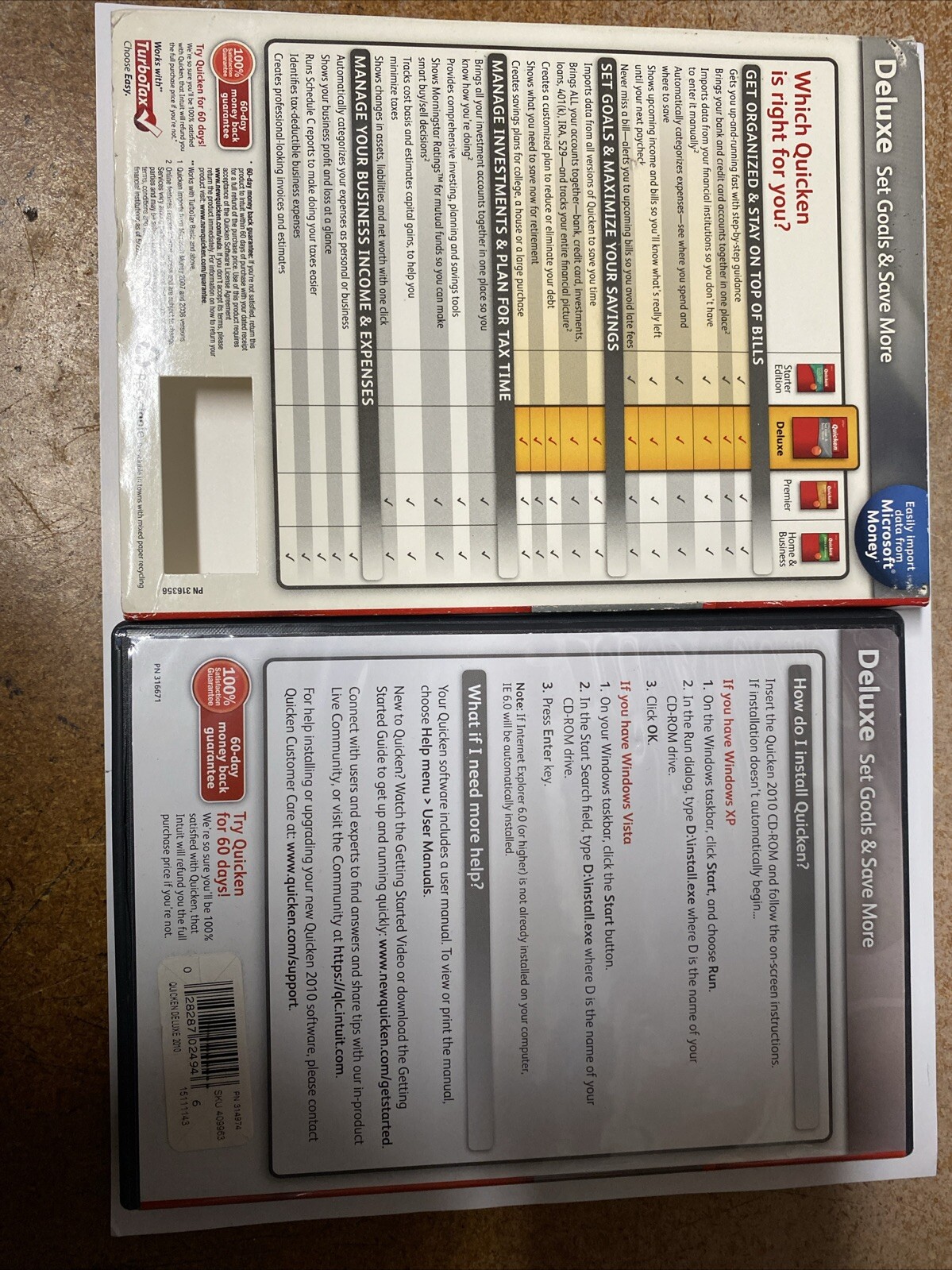 Intuit Quicken Deluxe 2010 for Windows XP/Vista/7 NOT FOR Win 10/11