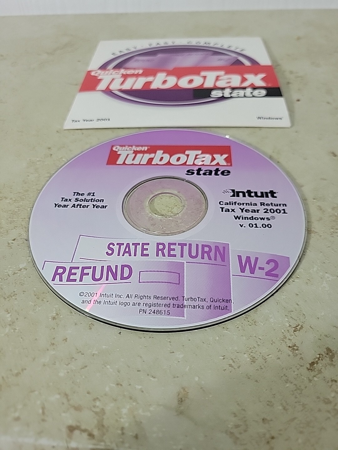 Intuit Quicken TurboTax State Tax Year 2001 Refund State Return W-2