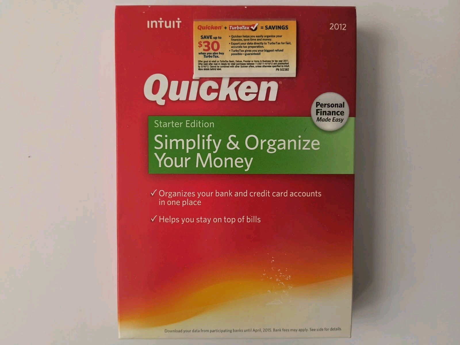 Intuit Quicken Starter Edition 2012 Windows XP/ SP2 & Up/Vista/ 7 NEW SEALED
