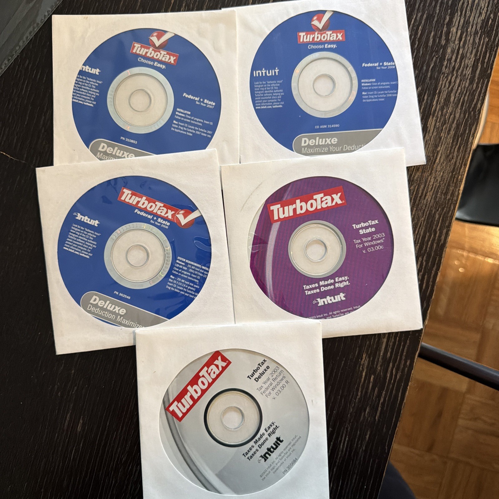 Turbo Tax CDs. MIX Years 2003, 2006, 2007, 2008