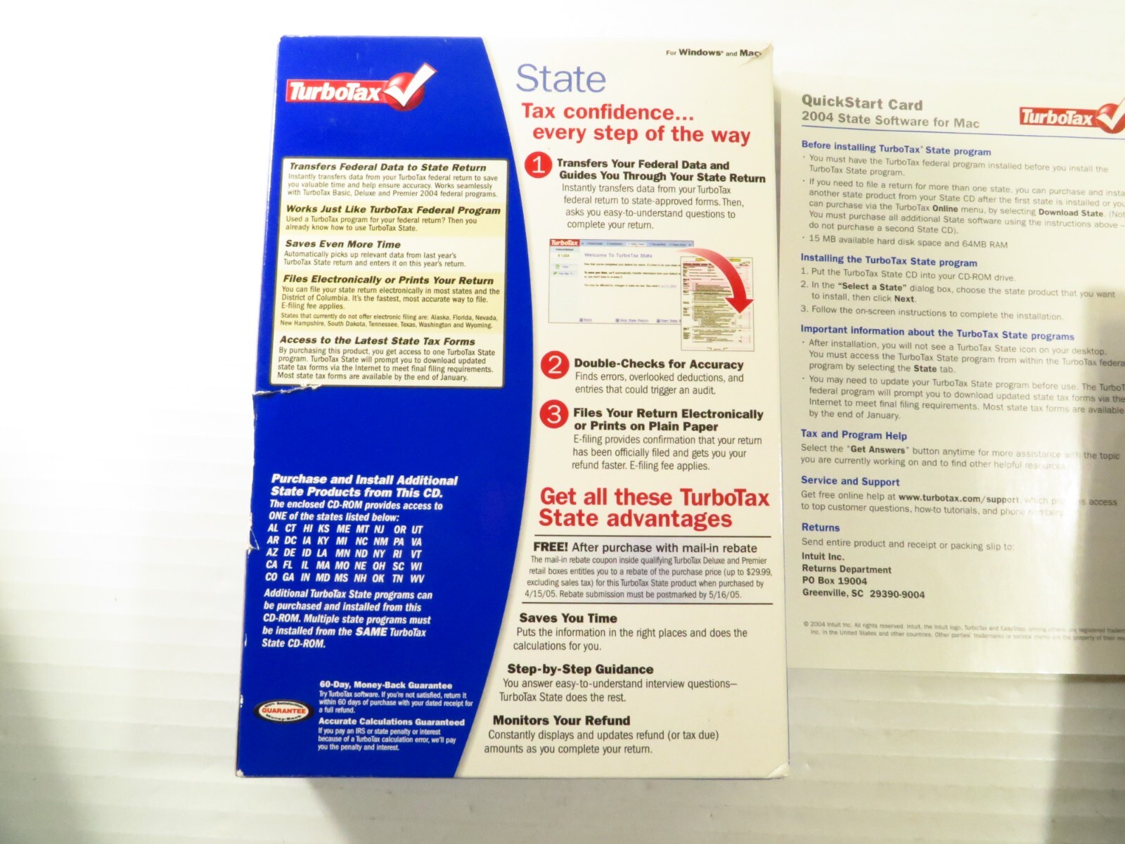 Intuit TurboTax State Tax Year 2004 for Windows & MAC, FREE 2-3 Day Ship!!!