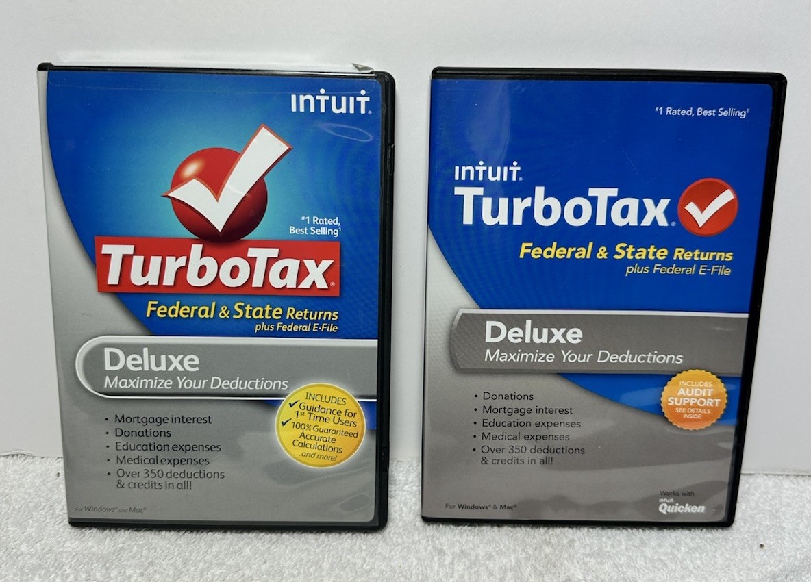 2 Lot of Intuit TurboTax Deluxe 2011 & 2013 Federal & State Returns CD Discs