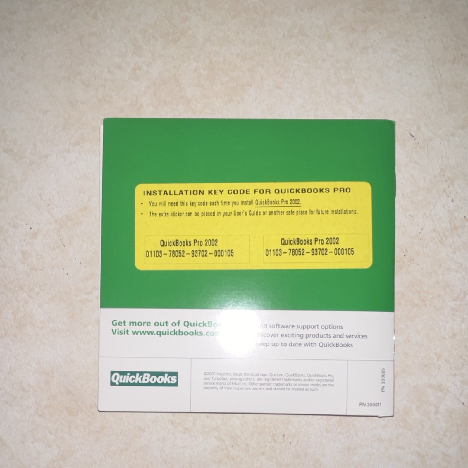QuickBooks Pro 2002 Accounting Software CD – MPN 01103-78052-93702-000105