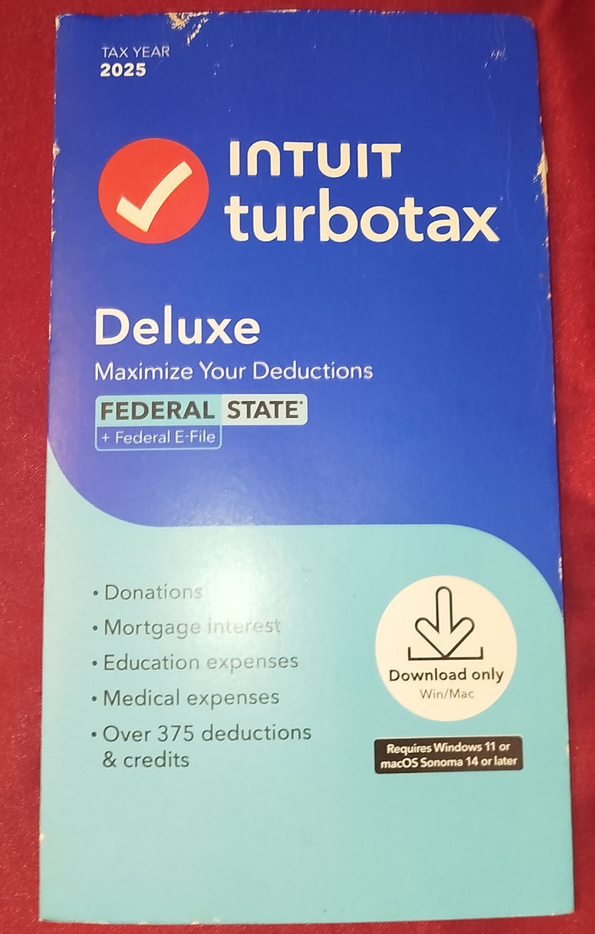 2025 TurboTax DELUXE Federal & State Code Card NEW Sealed Retail Pack