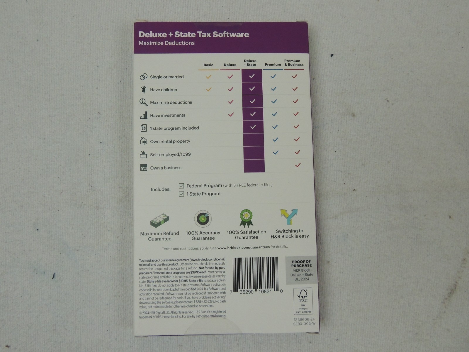 NEW H&R Block Tax Software Deluxe + State 2024 PC/Mac