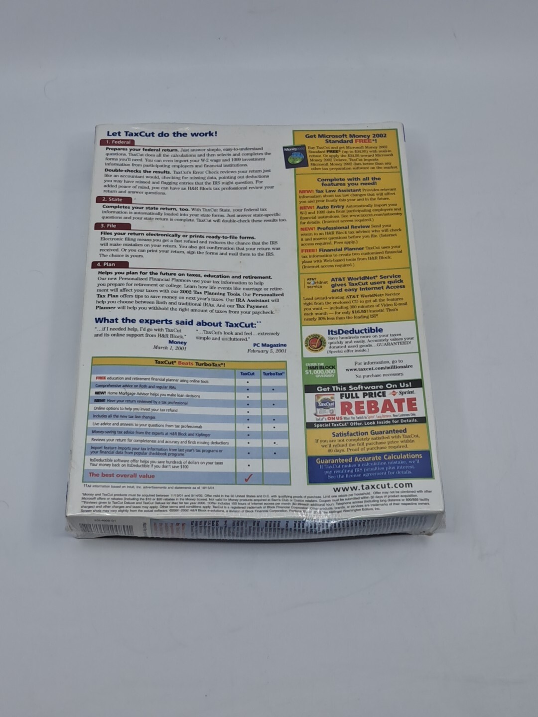 H&R Block Tax Cut Premium 2001 Tax Year Windows and Mac CD New SEALED