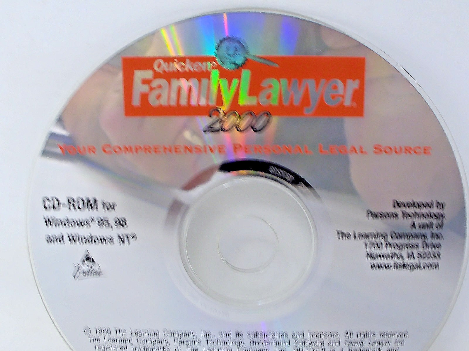 Quicken Family Lawyer 2000 Software CD Disc Only For CD-Rom 95 98 Windows NT