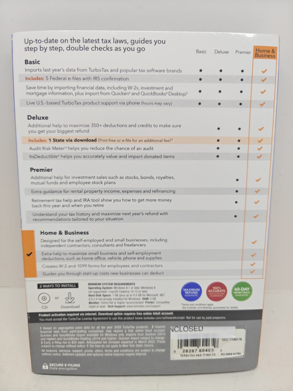 Intuit TurboTax 2021 Federal State Personal Home & Business (Windows PC and Mac)