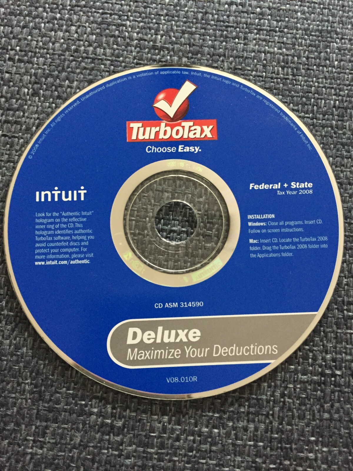 Intuit TurboTax Deluxe Federal & State Return Software for PC 2008