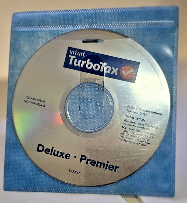 INTUIT Turbotax Deluxe-Premier Federal & State 2013 Windows-Mac-Tax Software CD