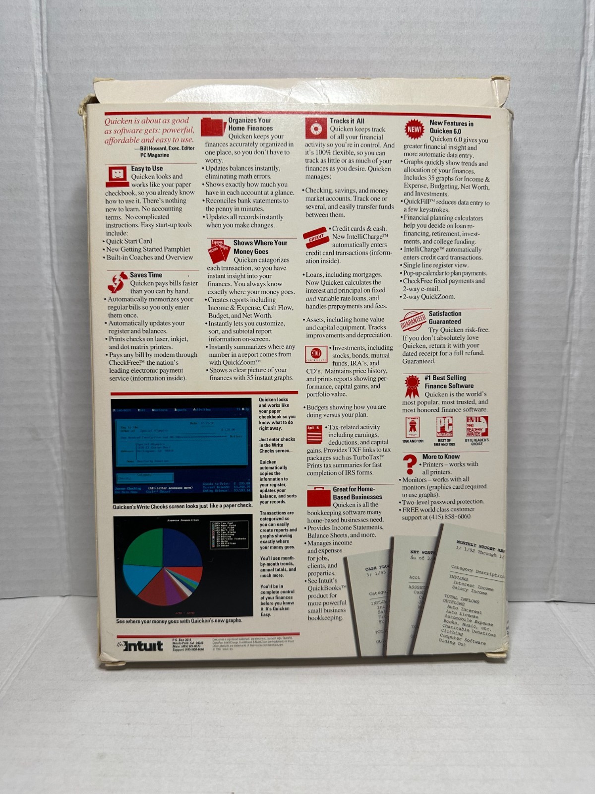 Vintage Intuit Quicken for DOS IBM Version 6.0 3.5″ & 5 1/4″ Floppy Disks VTG