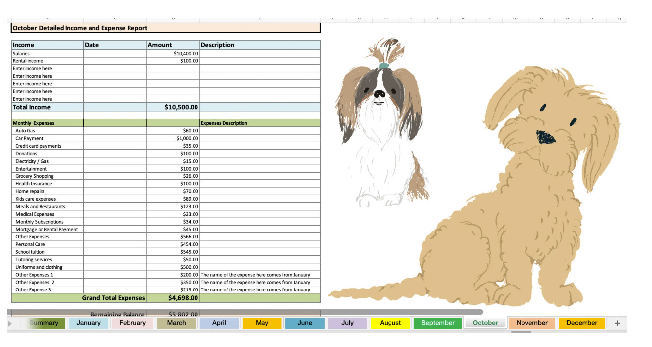 Dave Ramsey-Inspired Yearly Budget | Dog Theme | Digital Download
