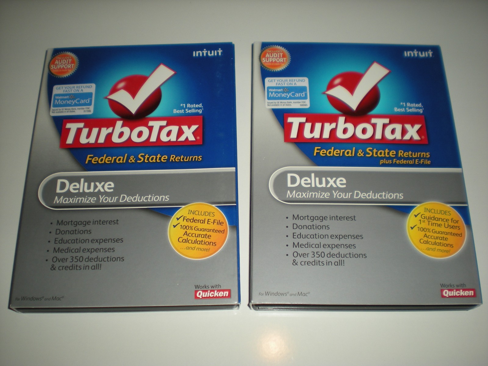 Turbotax 2009 and 2010 Deluxe. Both include state. Sealed new boxes. Genuine.