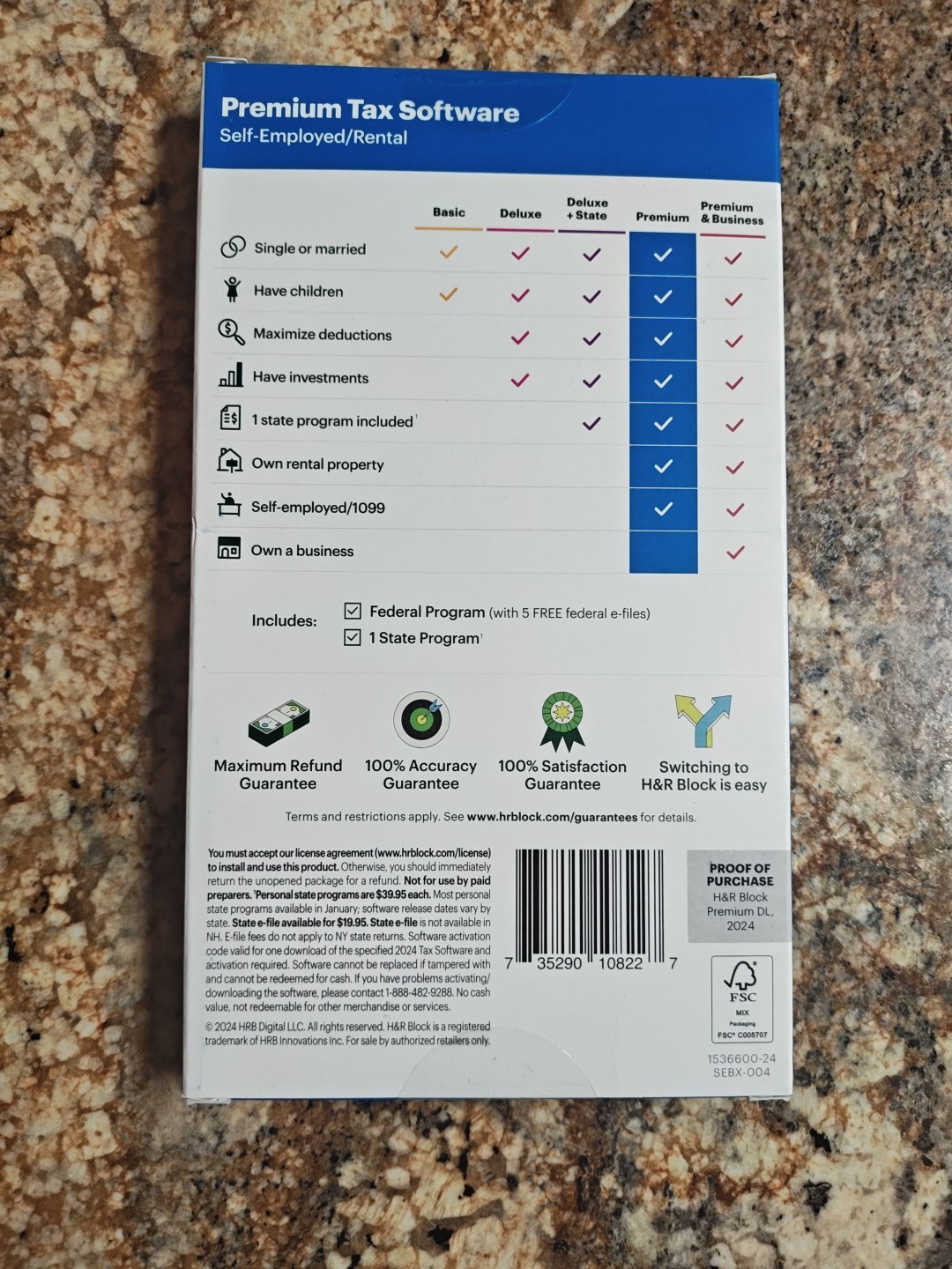 H&R Block Tax Software Premium 2024 PC/Mac [Boxed Key Card )