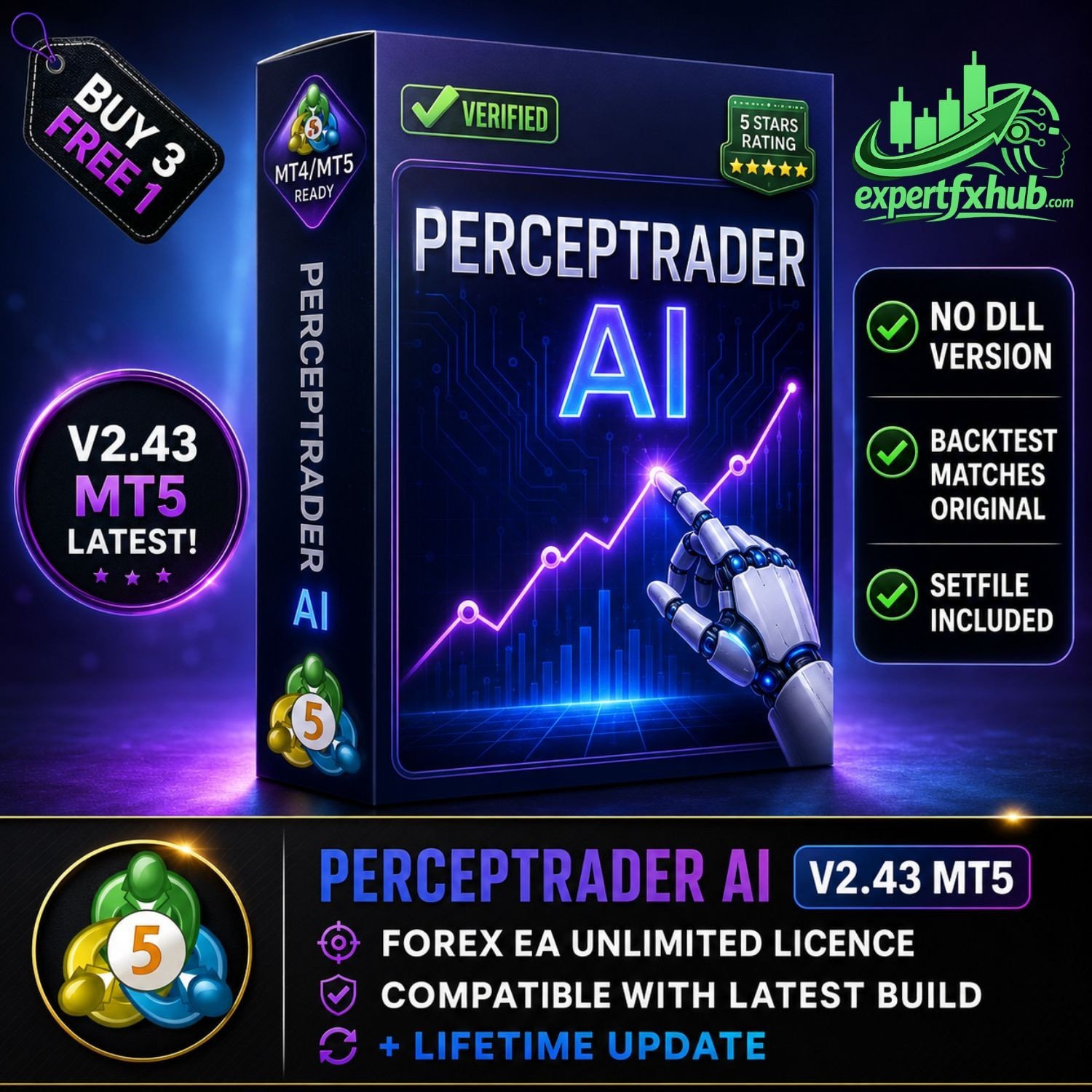 v2.43 Perceptrader AI Forex EA MT5 metatrader algo trading robot scalping ftmo