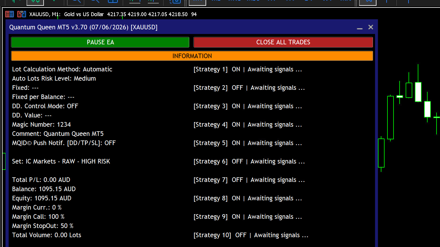 v3.7 Quantum Queen EA Metatrader MT5 Gold Bot Trading Robot MQL5 Expert Advisor