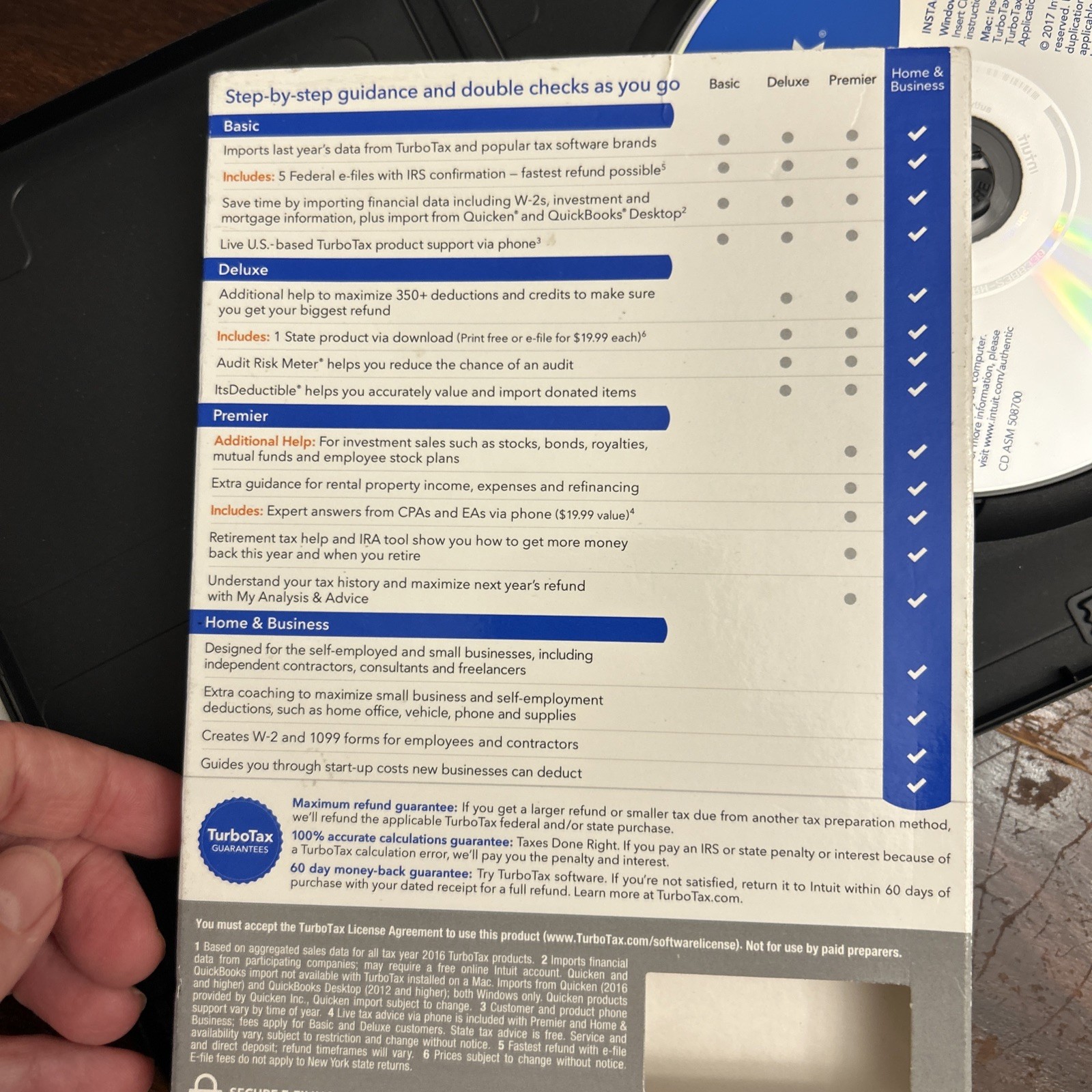 TurboTax 2017 Home And Business Open Cd In Box