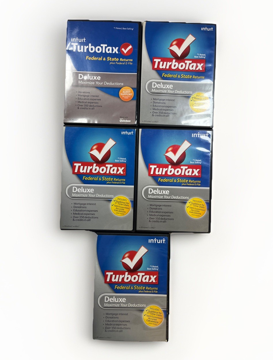 Set of 5 TurboTax Deluxe Federal Discs 2009/2010/2011/2012/2013