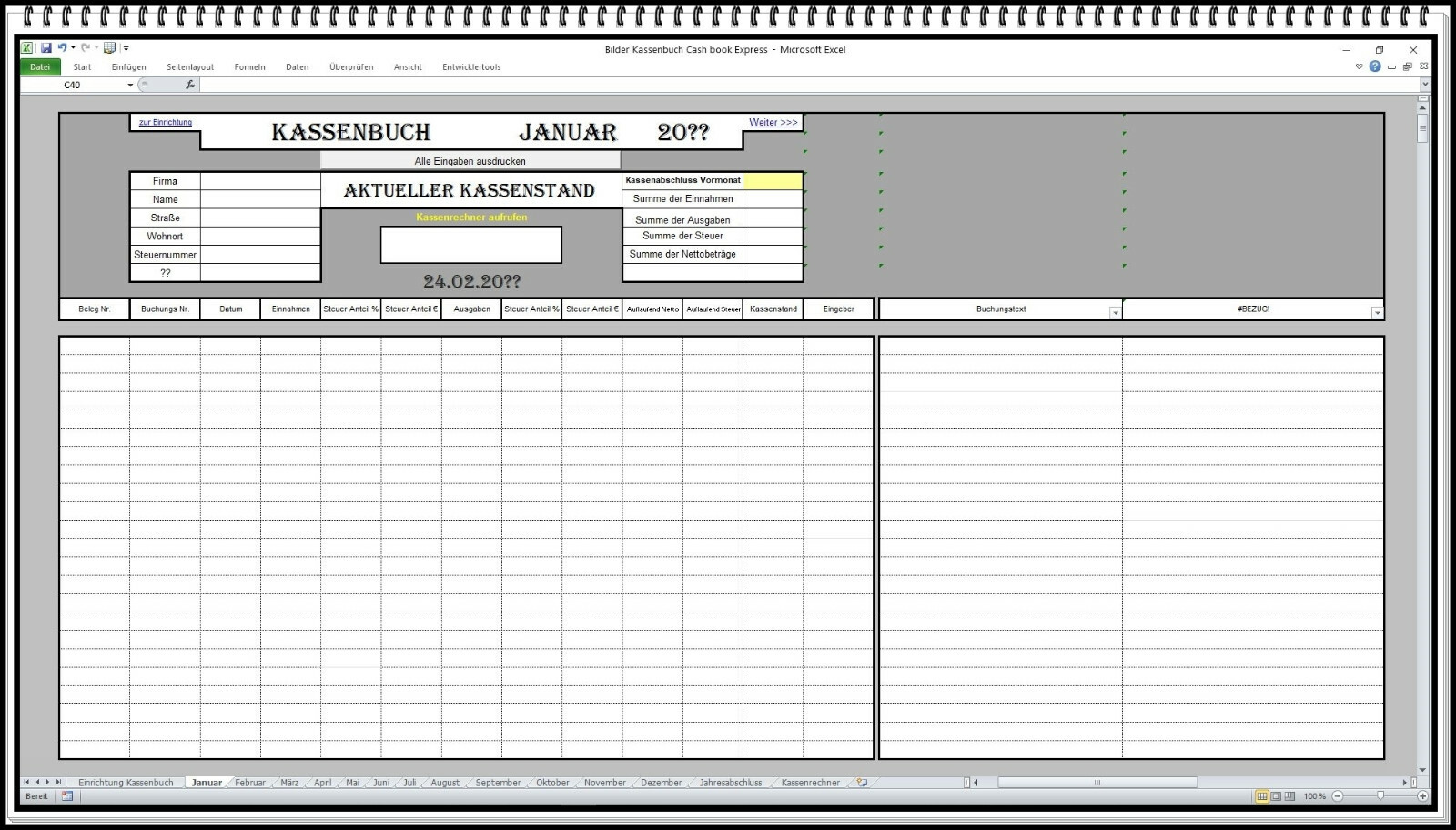 Cash book cash book clear easy operation income expenses Excel