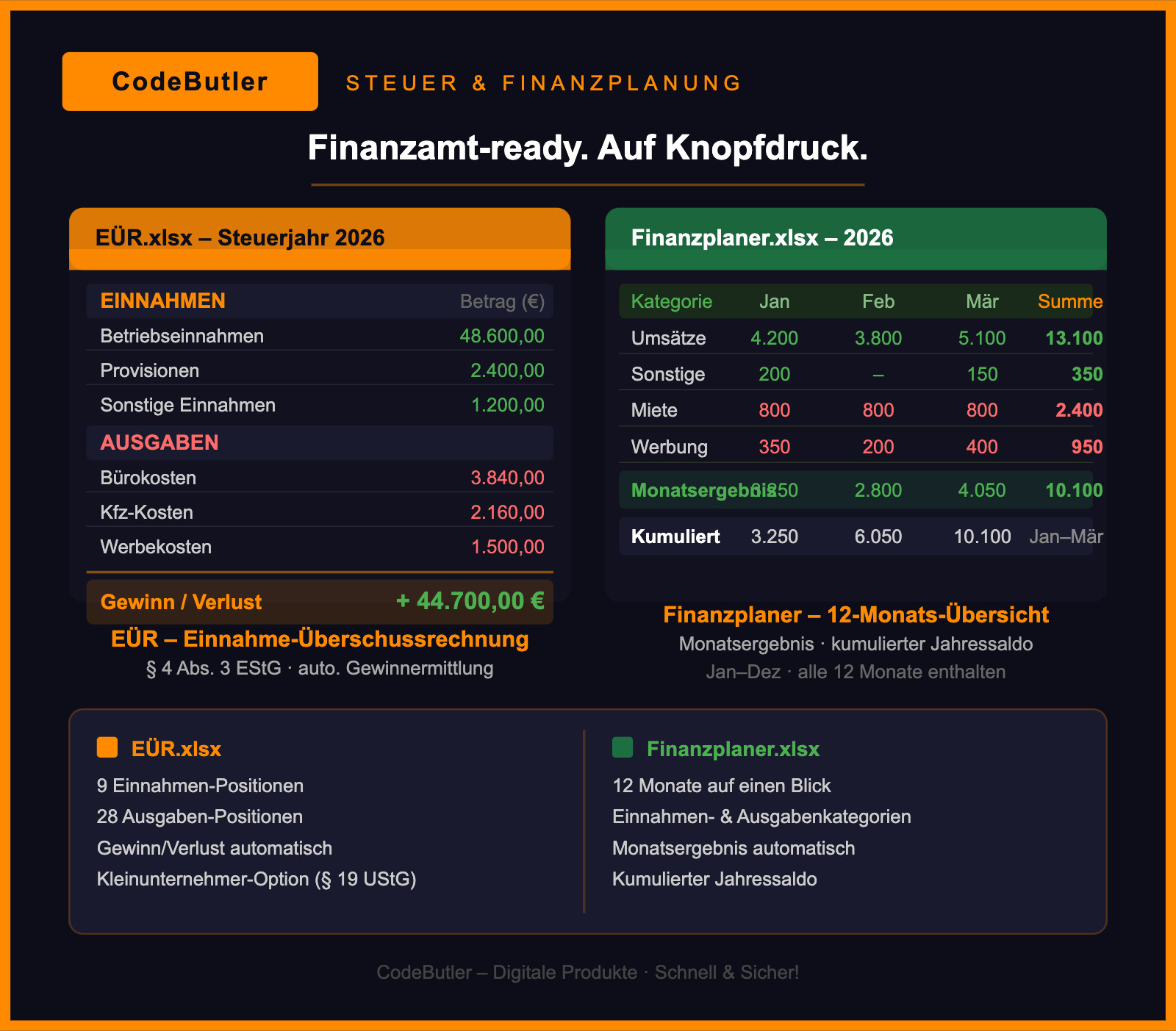Start-up self-employment software Excel EÜR cash book invoice +++