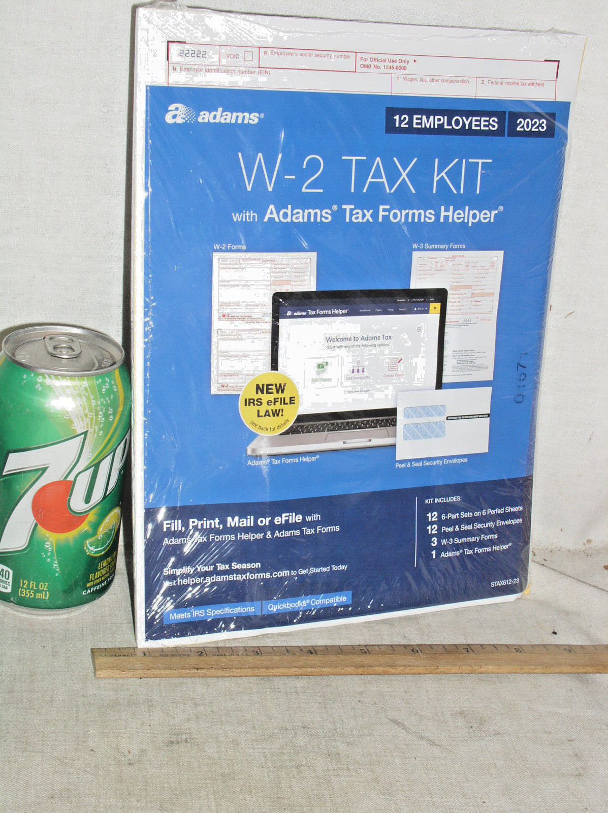 SEALED 2023 ADAMS STAX612-23 W2 TAX KIT FORMS 6-PART W3 12 EMPLOYEES + ENVLOPES