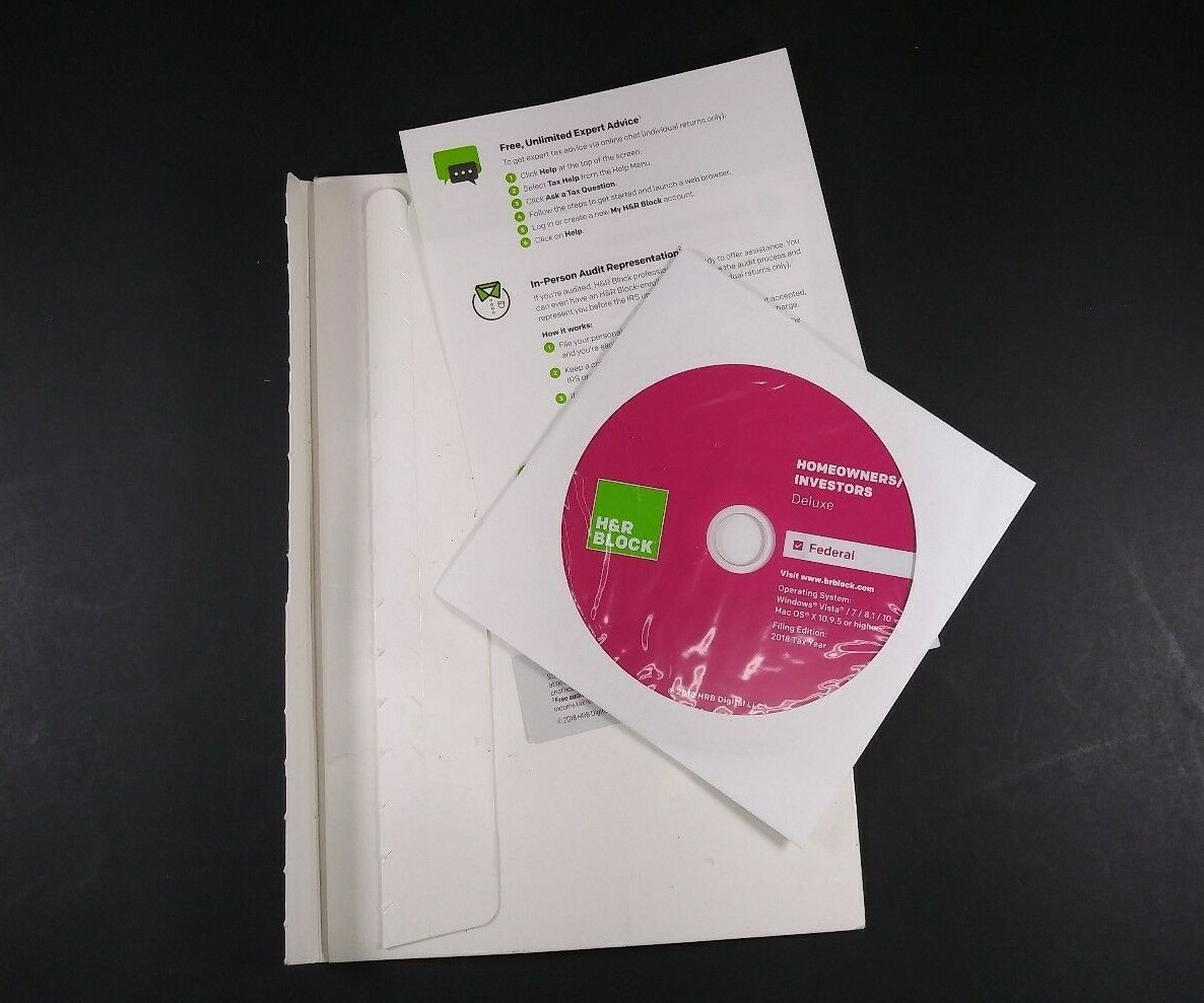 H&R Block Tax Software Deluxe 2018 Federal Only !! w/ 5% Bonus Offer OPEN BOX