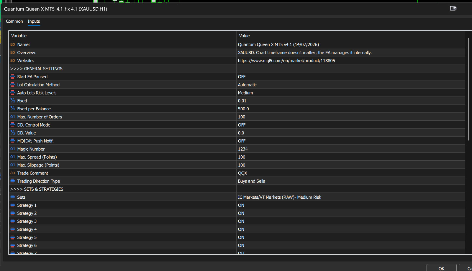 v4.3 Quantum Queen X EA Metatrader MT5 Gold Trading Robot MQL5 Expert Advisor